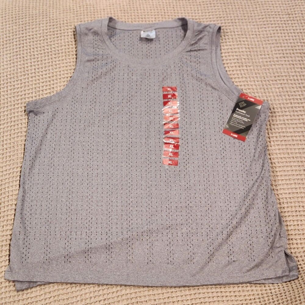 Ladies XL Everyday Curved Hem Perforated Active Tank Gray Fitness Workout